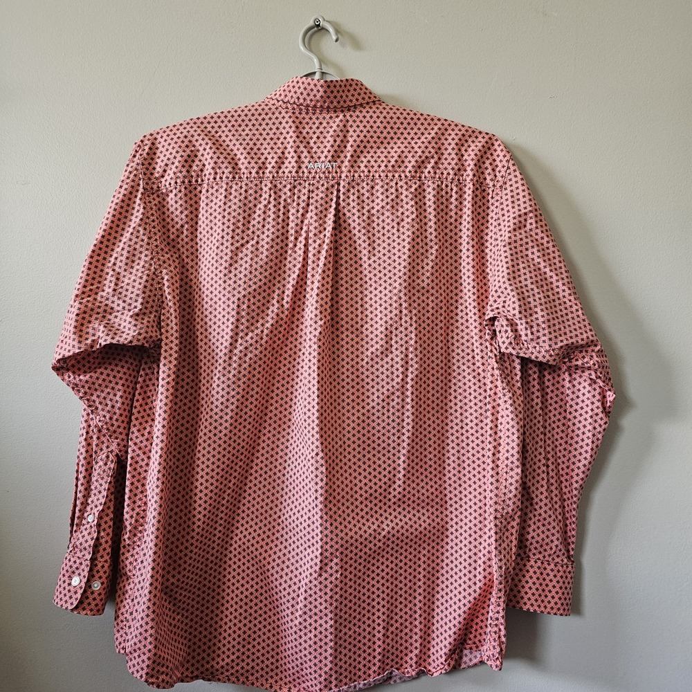 Ariat Albera Button-Up Shirt Men's XL Long Sleeve Casual Western Pink Geometric - Picture 6 of 9